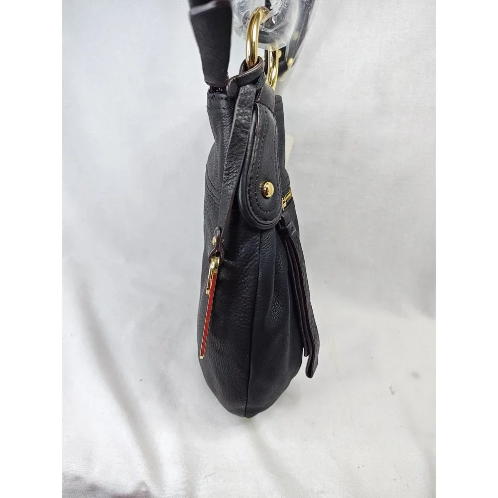 B. Makowsky Jamie Convertible Shoulder Bag Leather Black Hobo Purse NWT BM22405